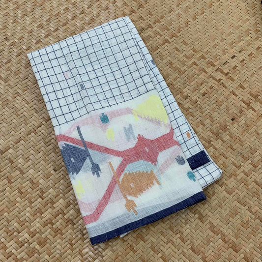 Hand woven Jamdani Muslin Cotton Blouse Piece, White