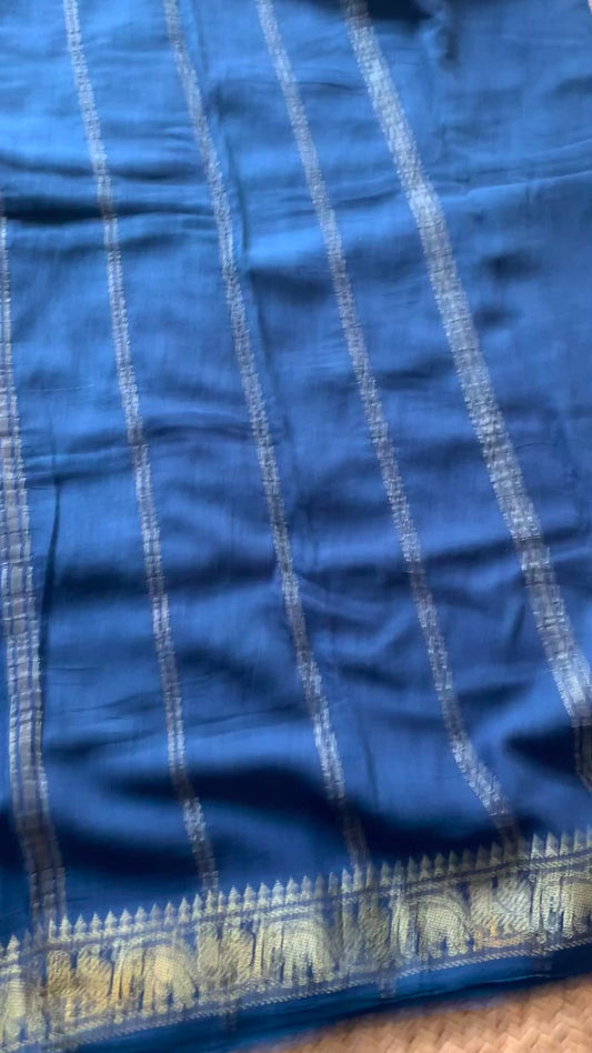 Indigo Natural Saree, Hand knotted Sungudi Cotton saree, Kaikattu Sungadi