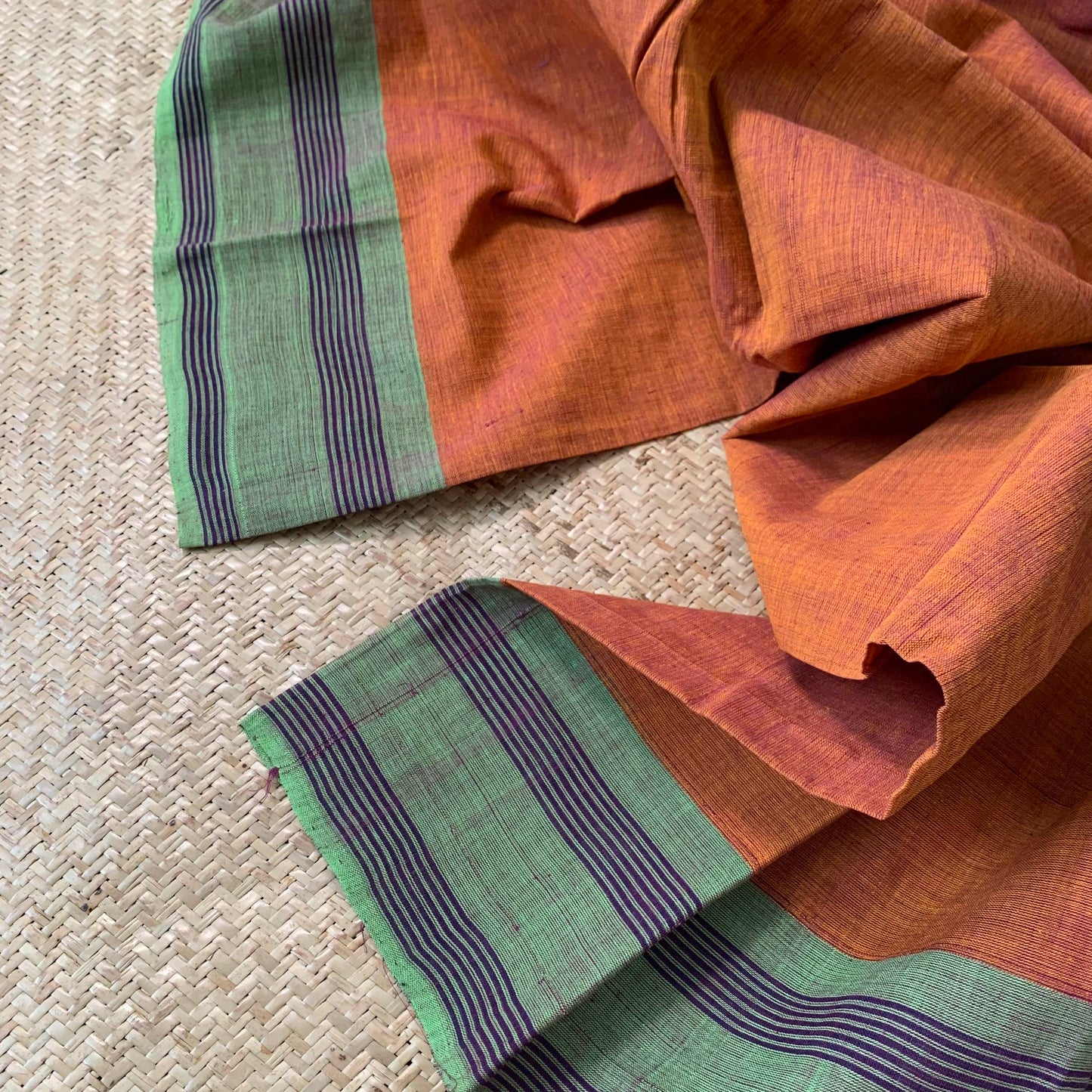 Brown Double Tone, Hand Woven Daily Use Cotton Saree