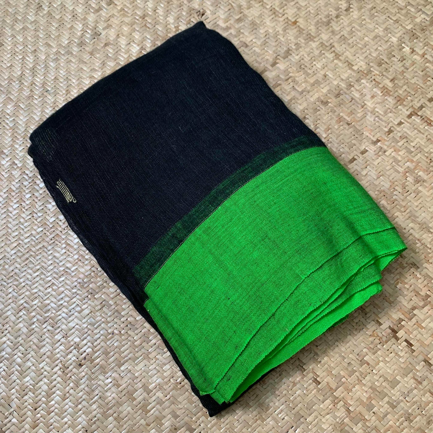 Black With Green Linen