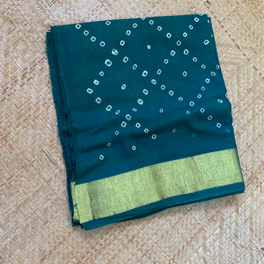 Bottle green, Hand Knotted Sungudi, blouse fabric