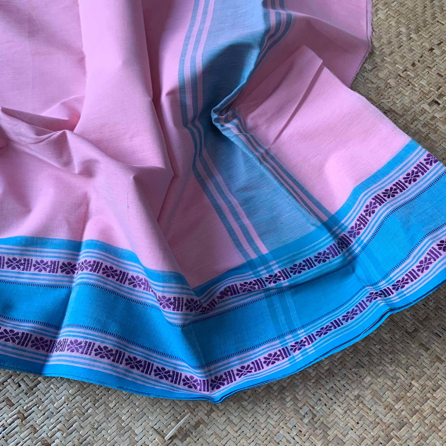Dance practice saree, pink with blue with