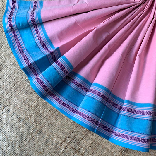 Dance practice saree, pink with blue with