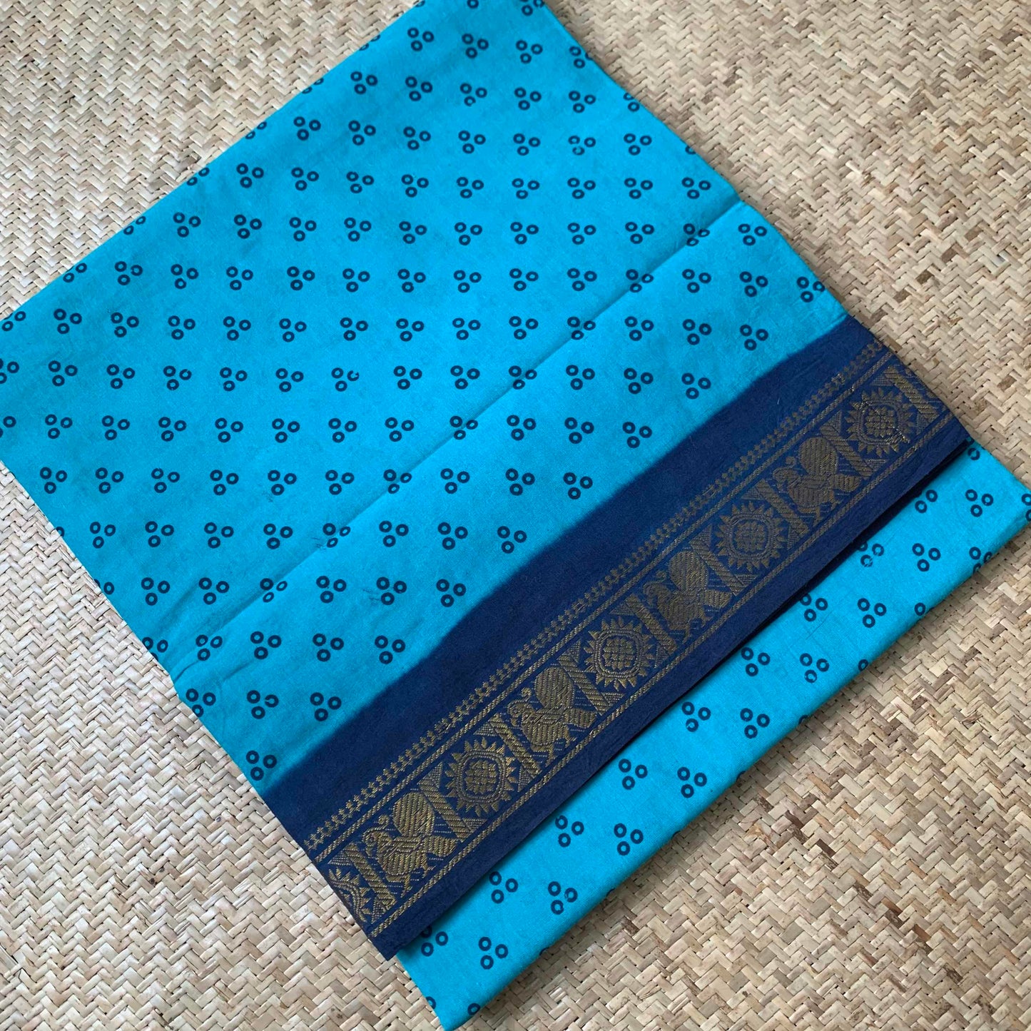 Sungudi Print, Blue with Blue