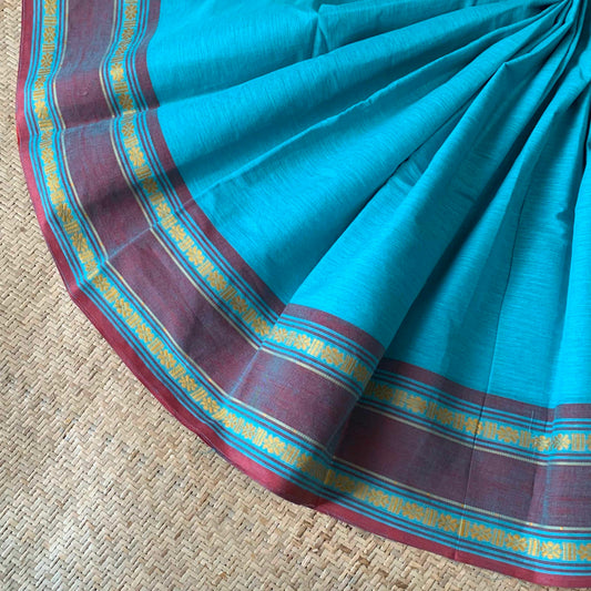 Dance practice saree, blue with brown
